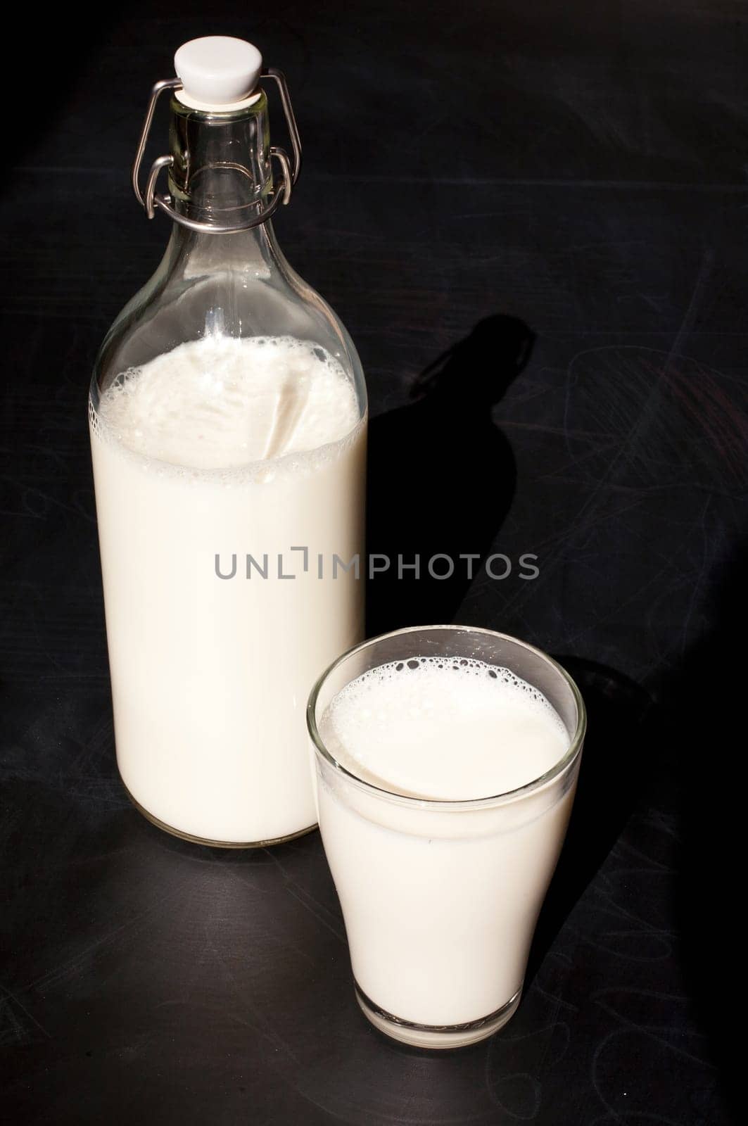 Milk bottle with glass