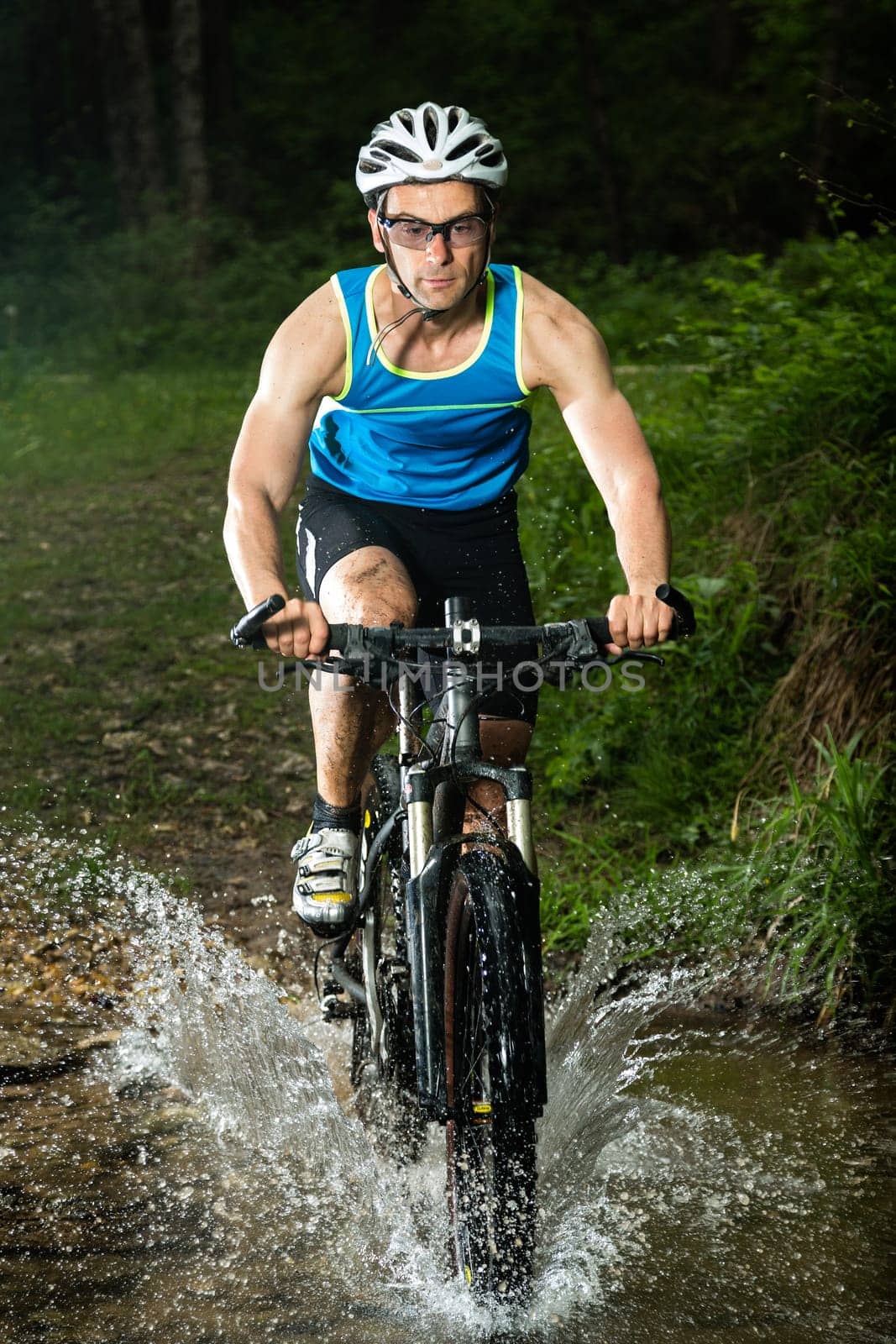 Mountain bikers in action