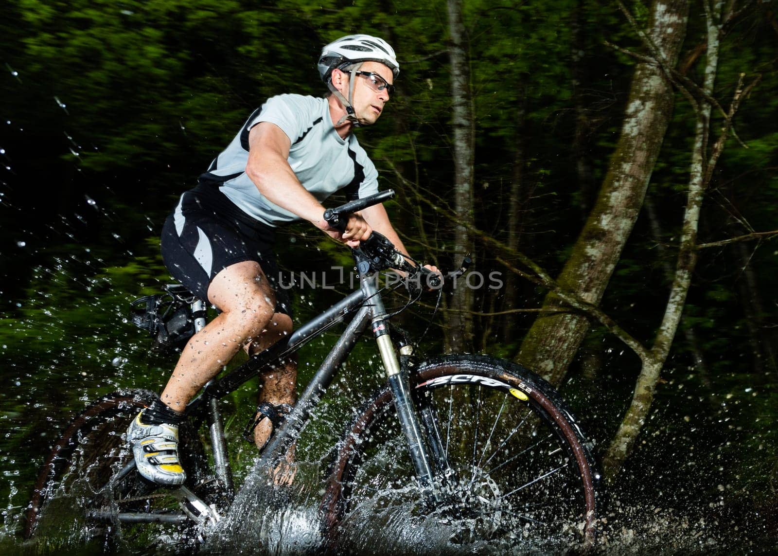 Mountain bikers in action