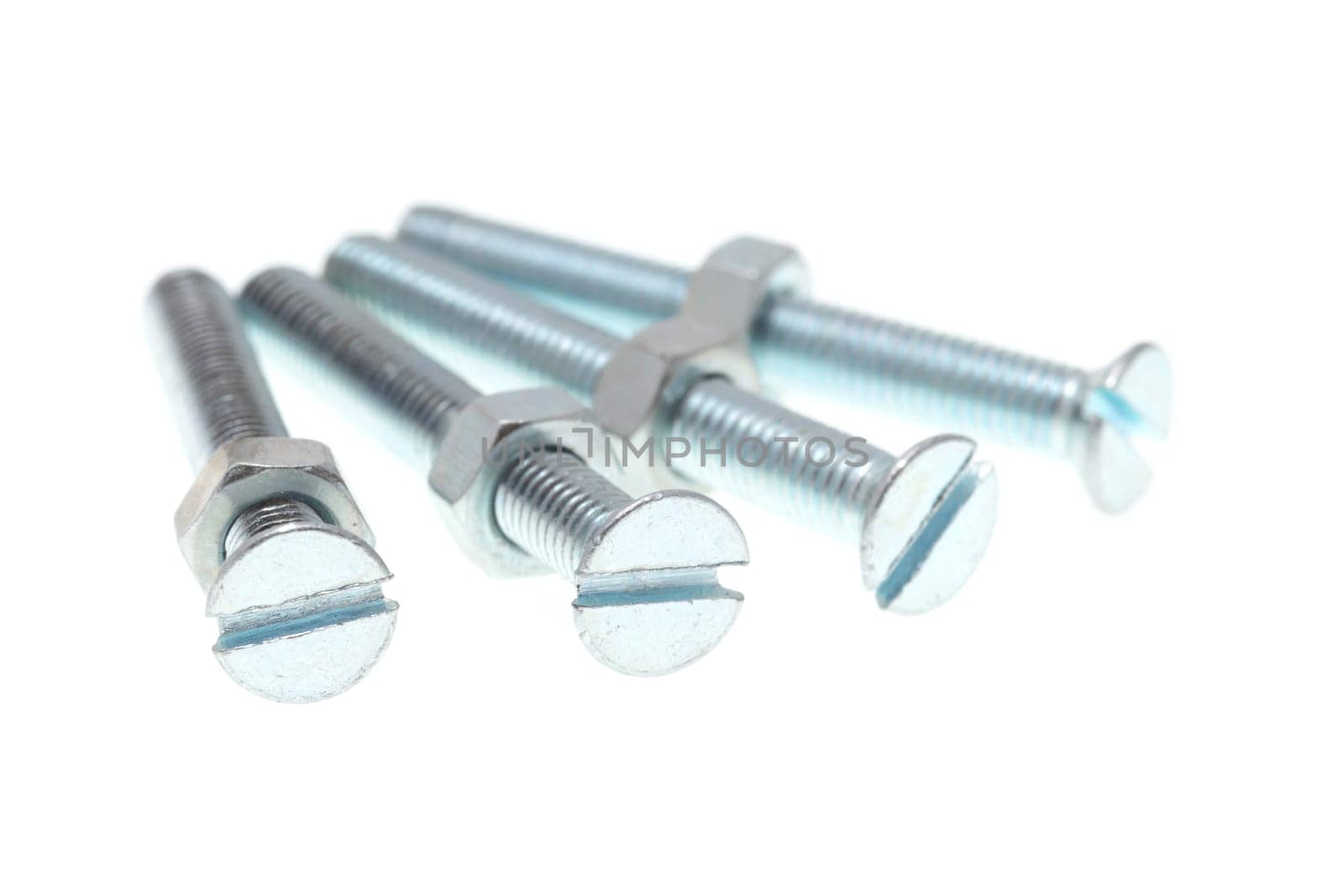 details of screws and nuts isolated on white