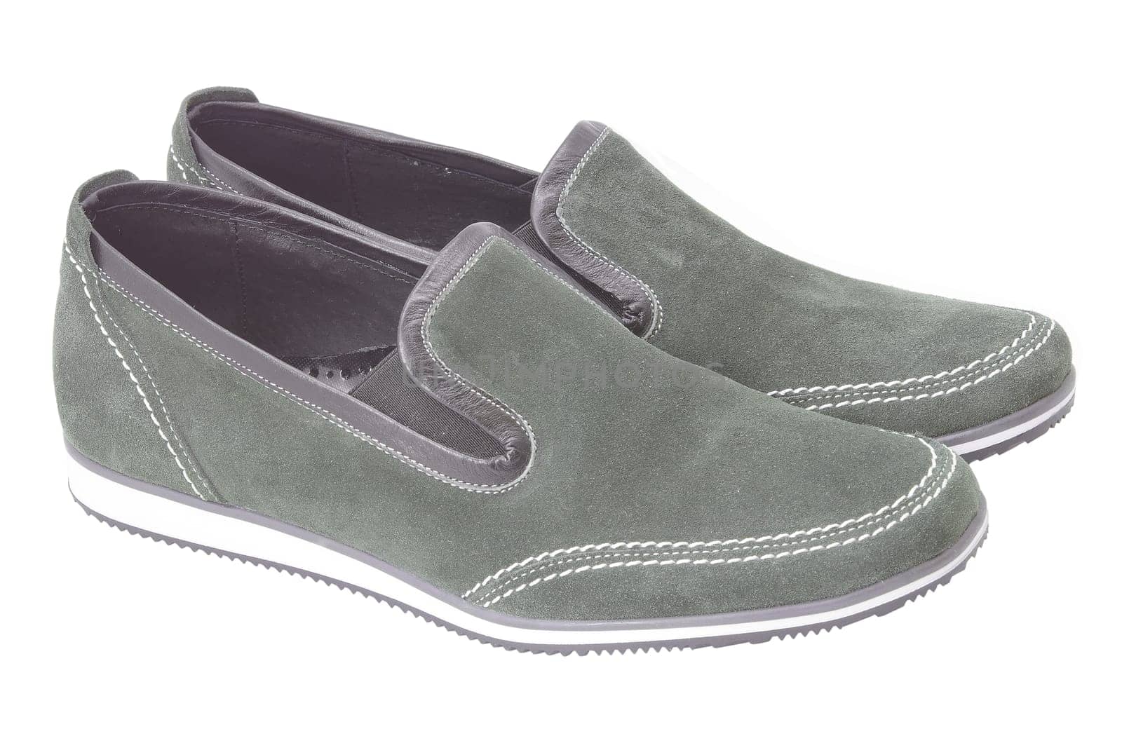 Light gray male shoes on white background