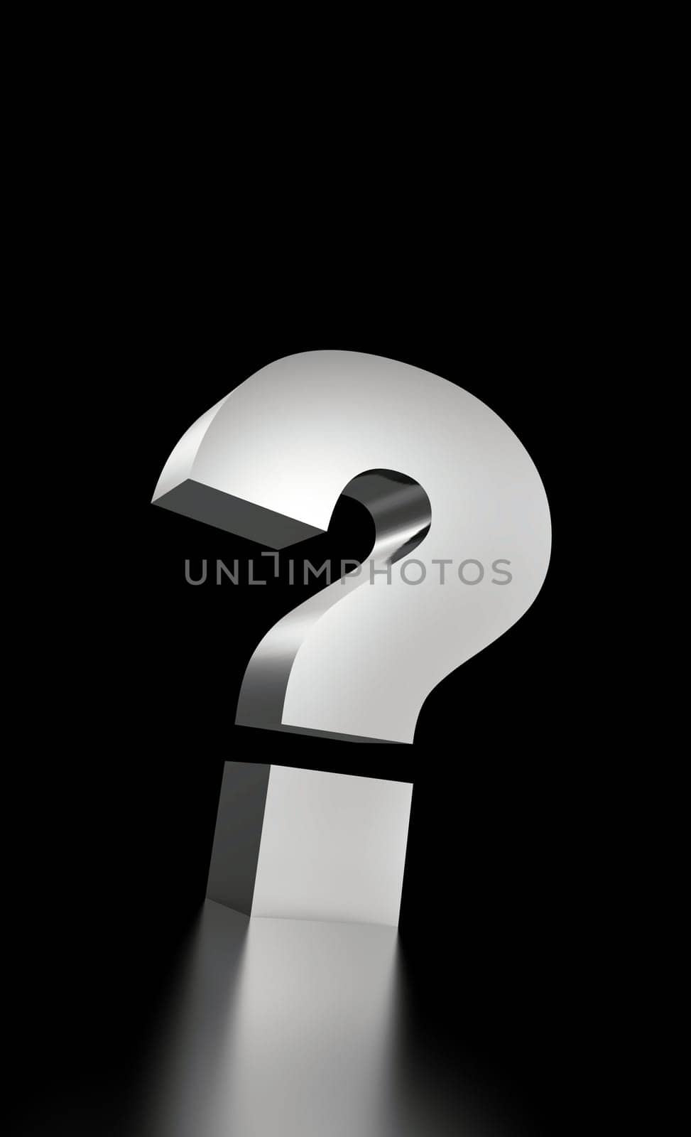 The big question mark silver on black