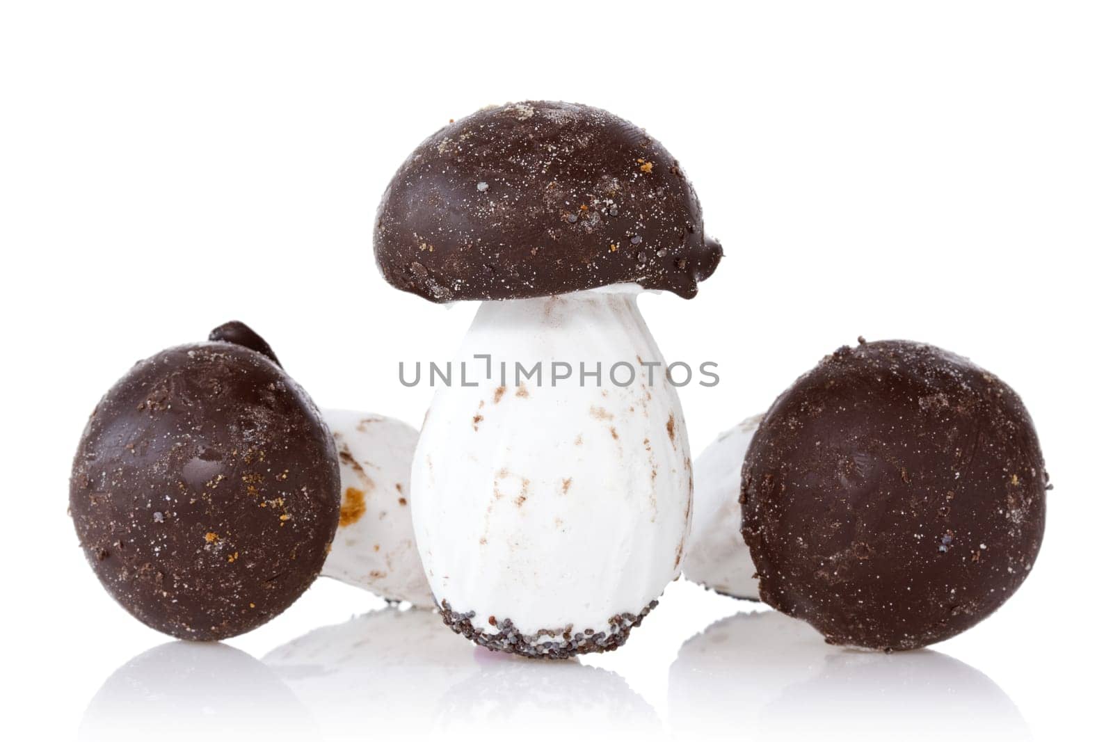 Cookies in the form of mushrooms. Isolated on a white background