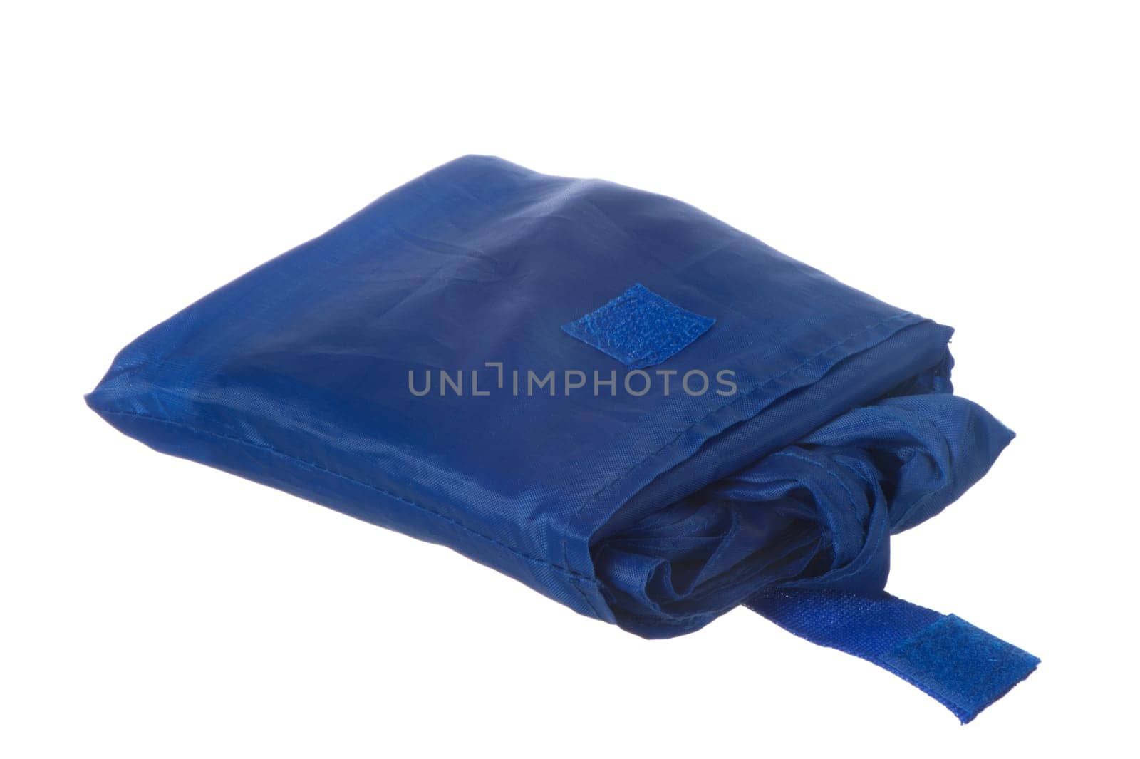 shopping bag in blue fabric on white background