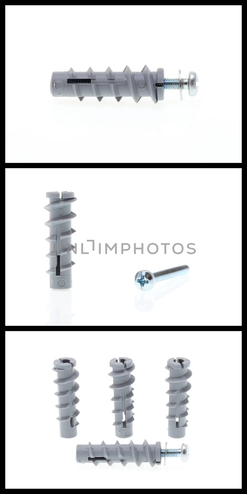 details of a dowels and a screw isolated on white