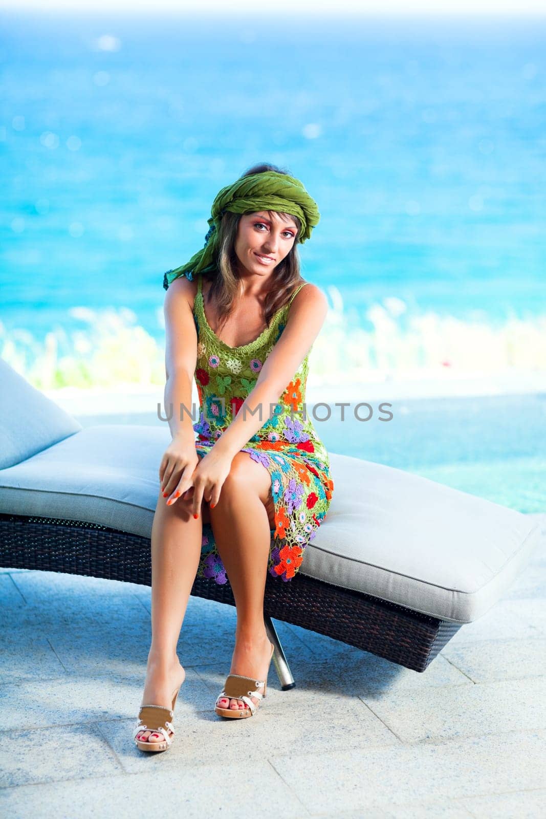 Fashion style photo of beautiful woman outdoor