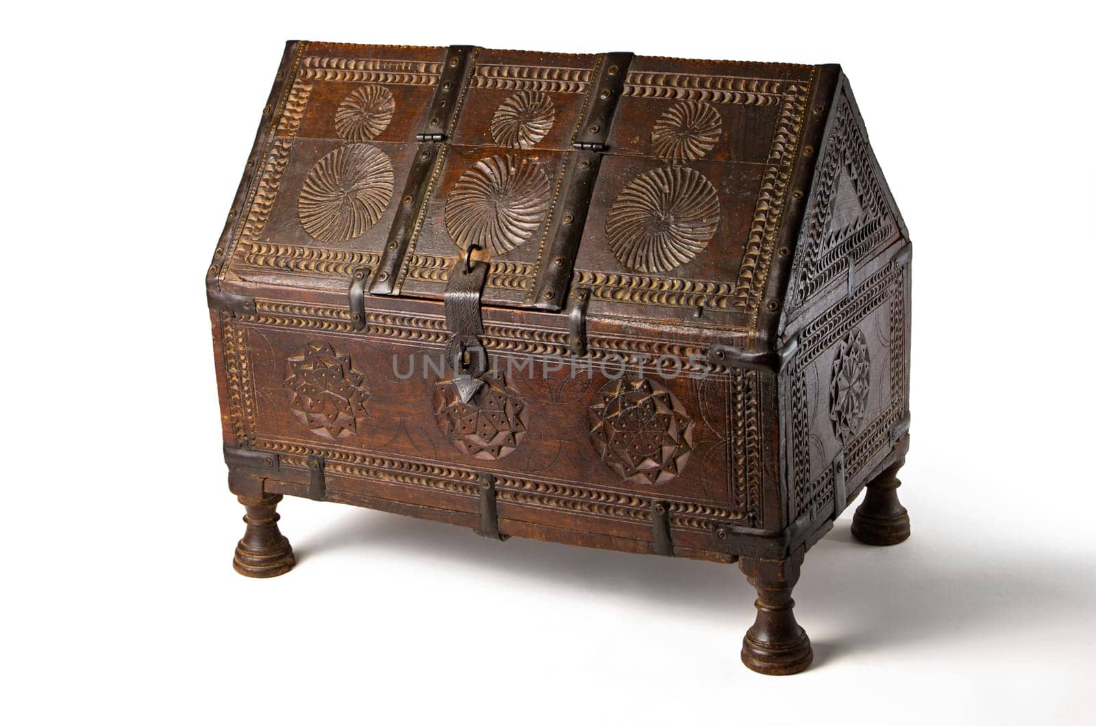 Antique Chest with Notch Carvings