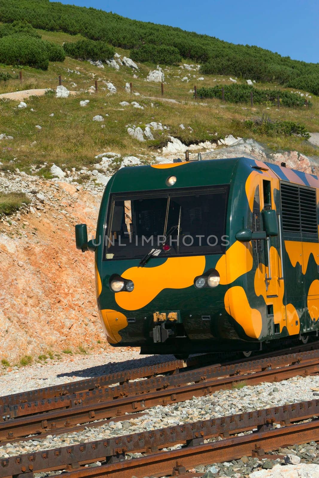 Mountain railway in Schneeberg (Austria, Europe). Detailed view.