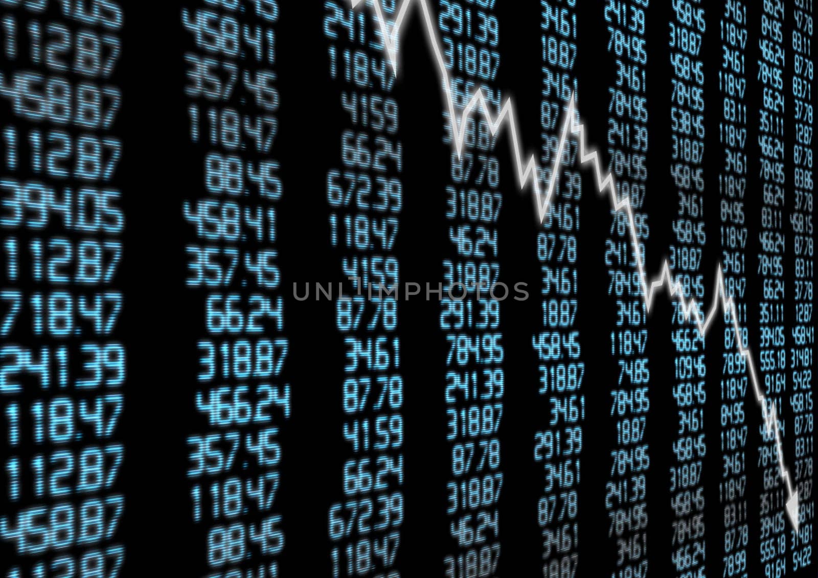 Stock Market - Arrow Graph Going Down on Blue Display