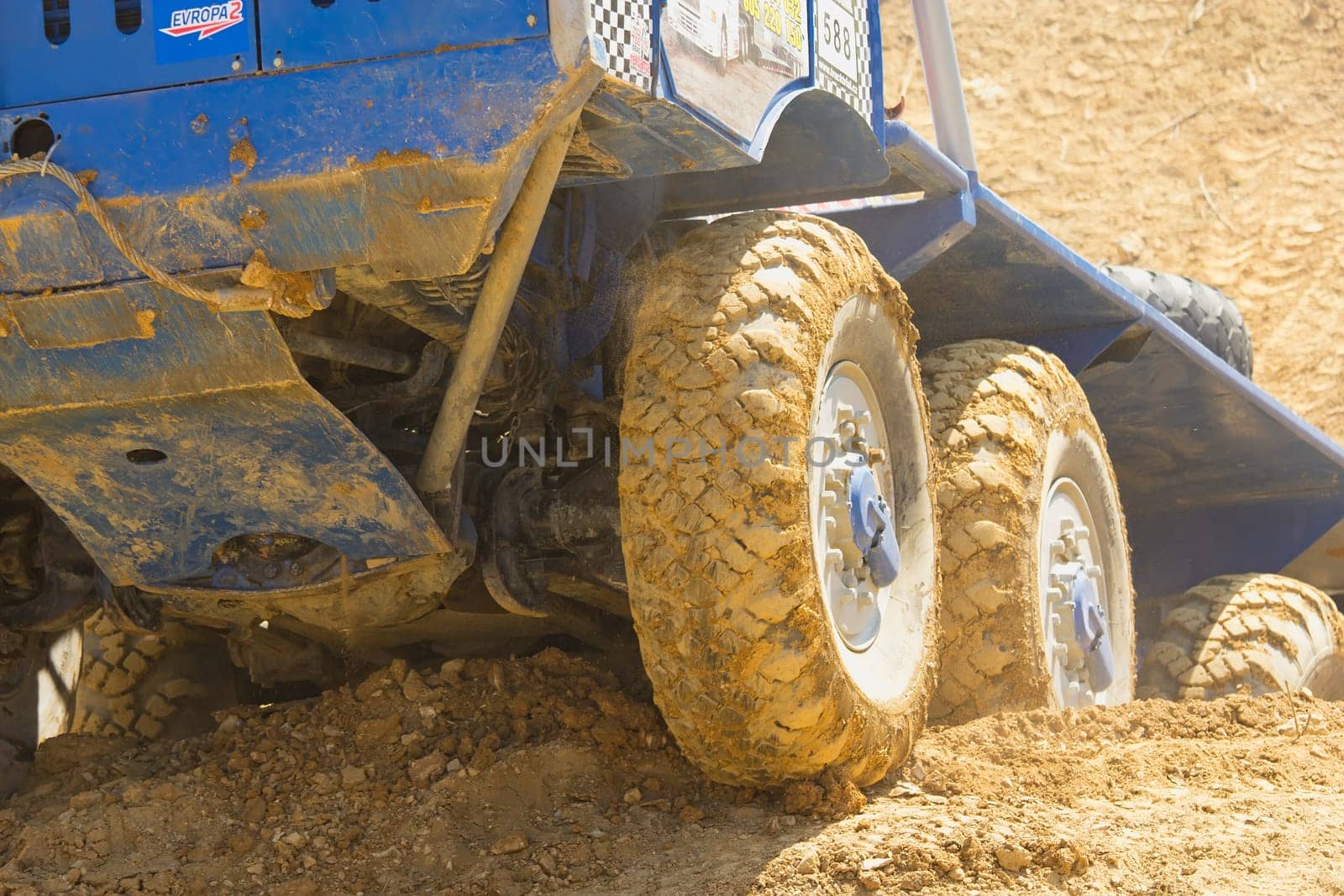MOHELNICE, CZECH REPUBLIC - MAY 20. Detailed view of truck in difficult terrain in the "Grand Prix Truck Trial 2012"" on May 20, 2012 in the town of Mohelnice, Czech Republic."