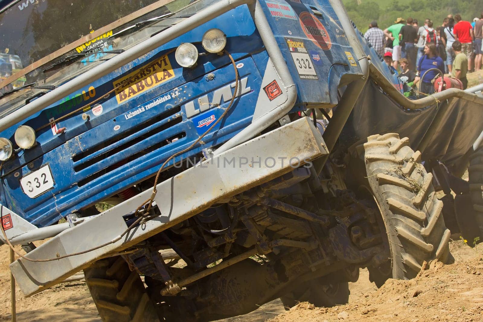 MOHELNICE, CZECH REPUBLIC - MAY 20. Detailed view of blue truck in the "Grand Prix Truck Trial 2012"" on May 20, 2012 in the town of Mohelnice, Czech Republic."
