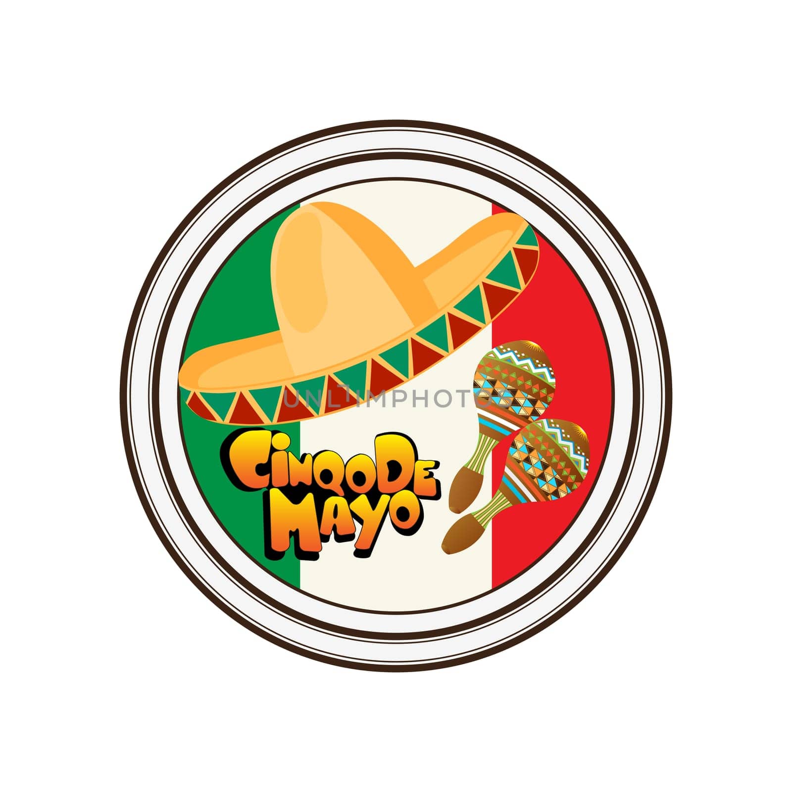 The Day of the Battle of Puebla, Cinco de Mayo, celebration stamp over white background