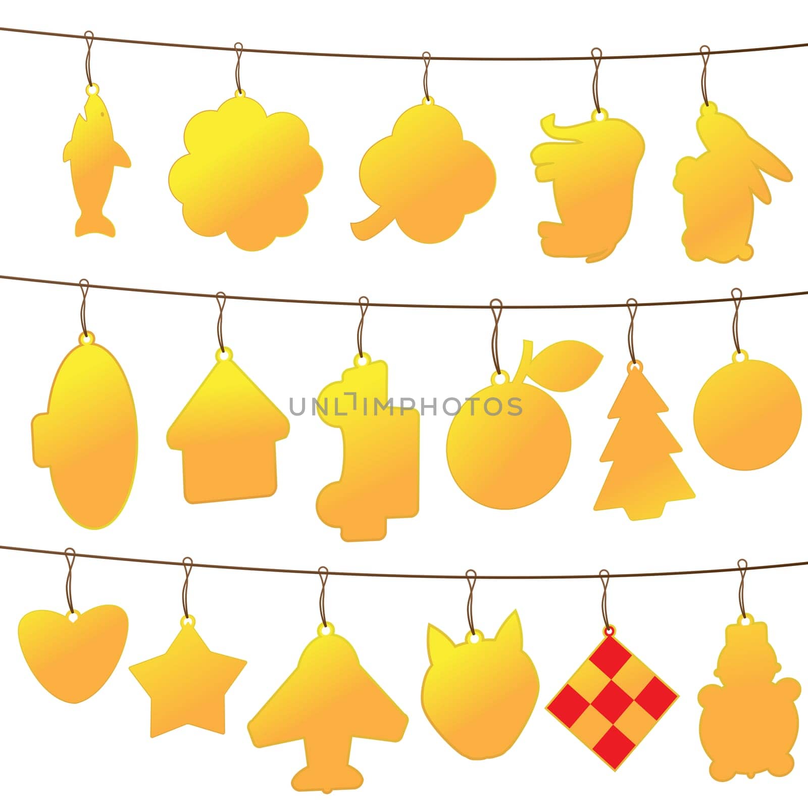 Personalized golden price tags in all shapes and sizes