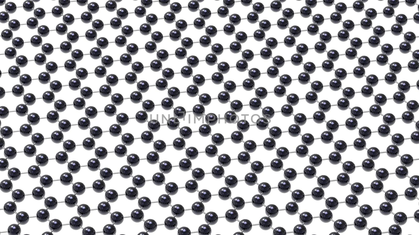 Graphene model hexagonal crystal lattice 3d render on white