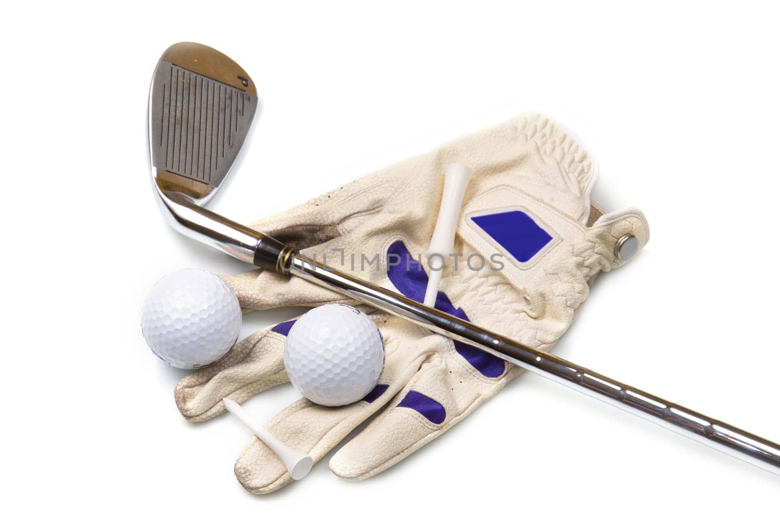 Iron, Ball, Glove and Tee Isolated on White Background