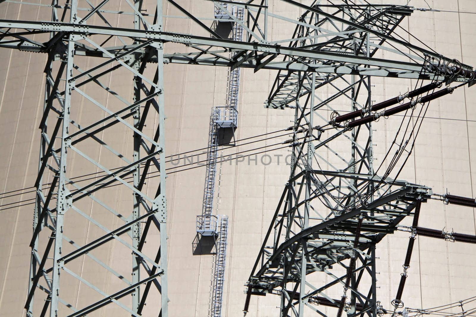 Power pylons at the Grohnde nuclear power plant