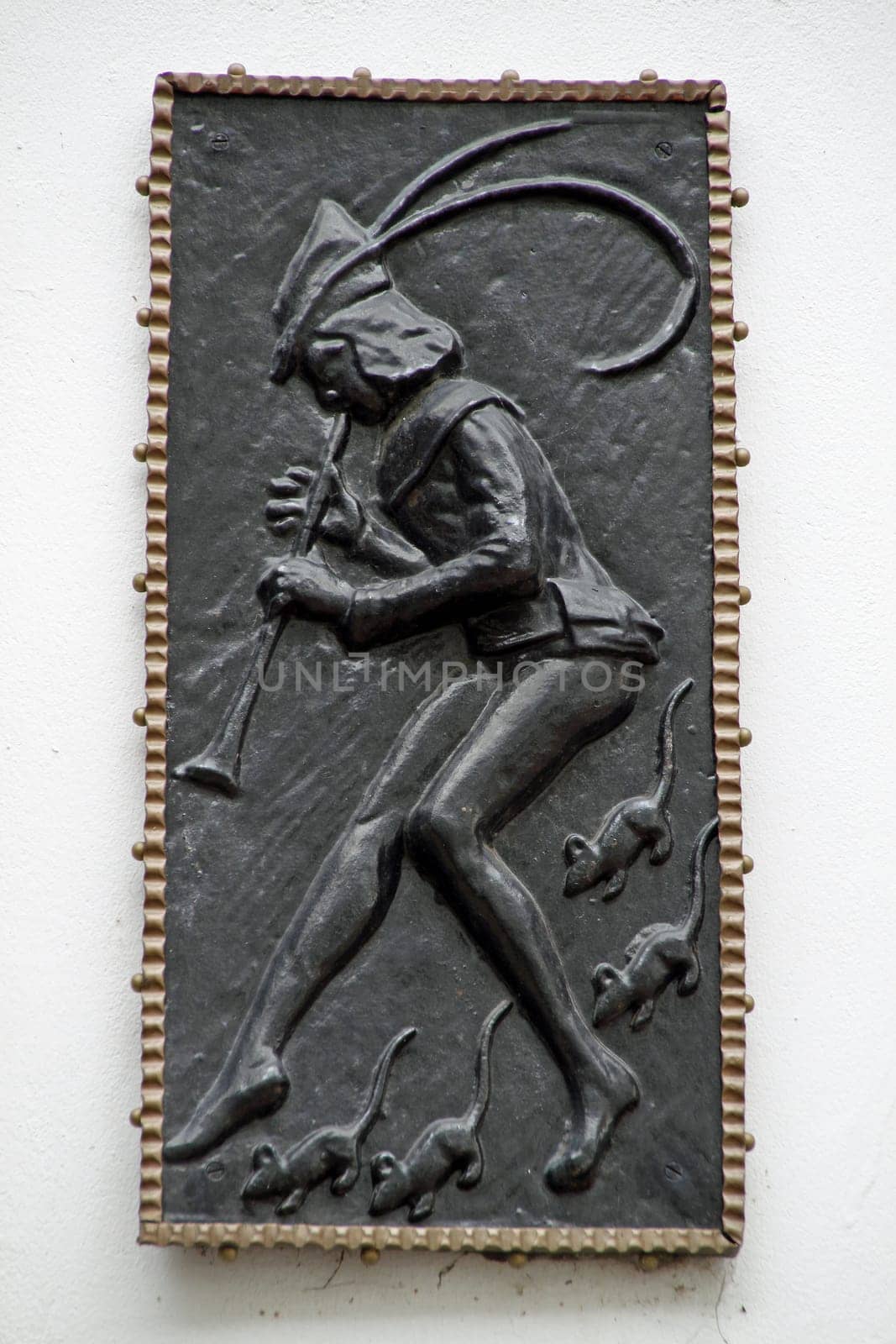 Pied Piper relief in Hamelin