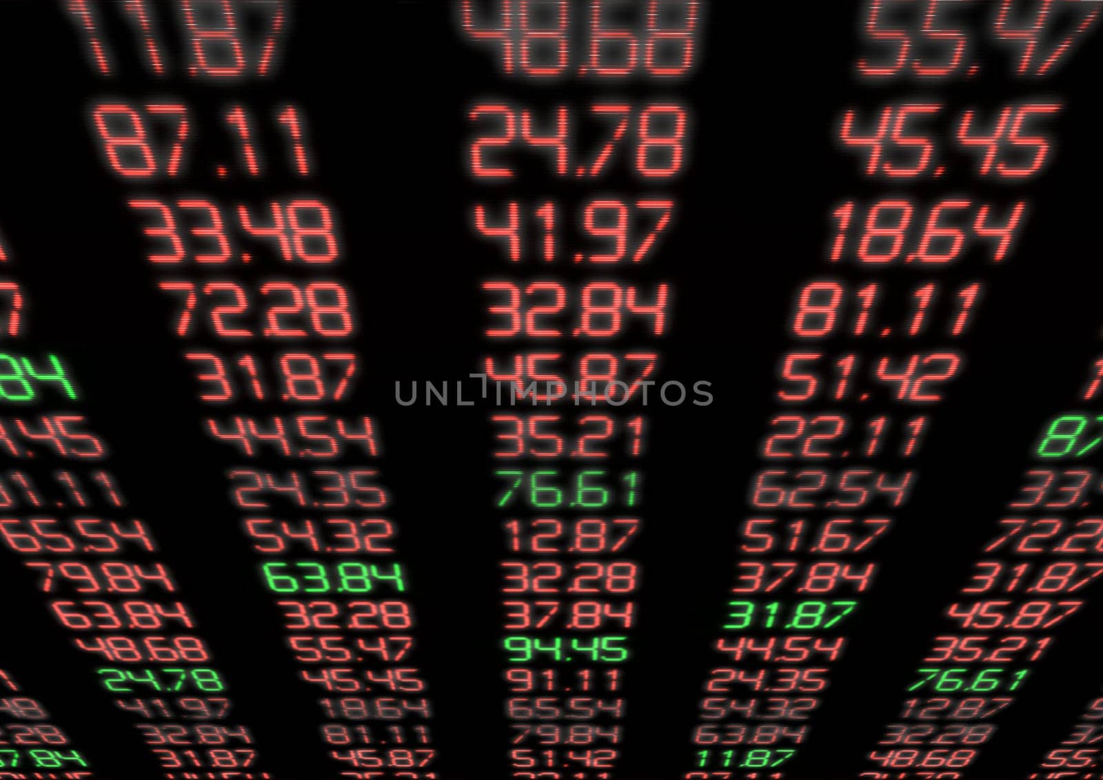 Stock Market - Red and Green Figures on Blue Display