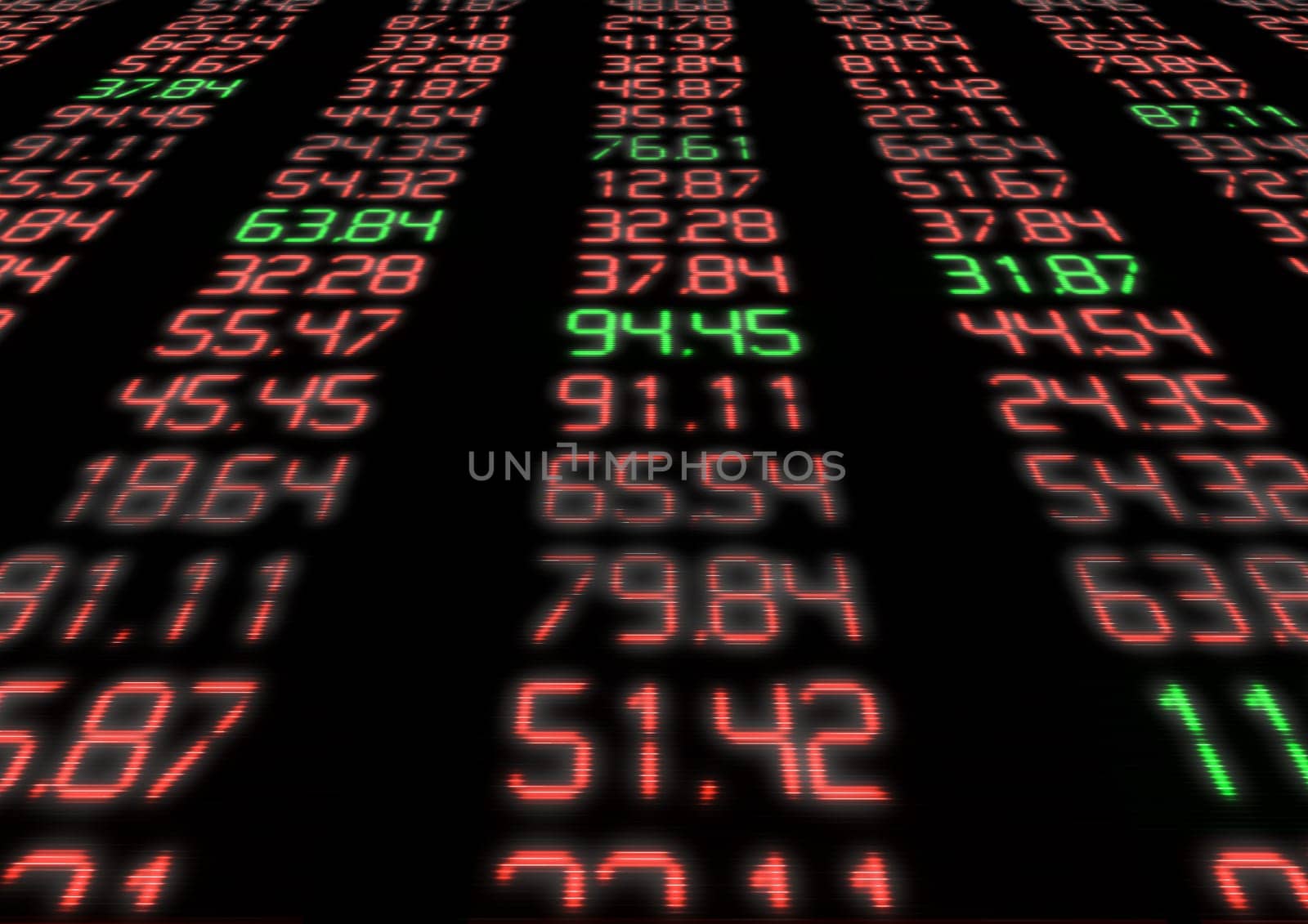 Stock Market - Red and Green Figures on Blue Display