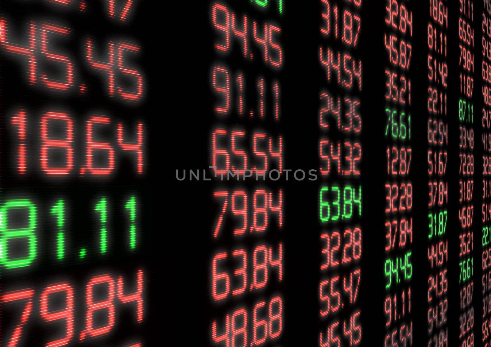 Stock Market - Red and Green Figures on Blue Display