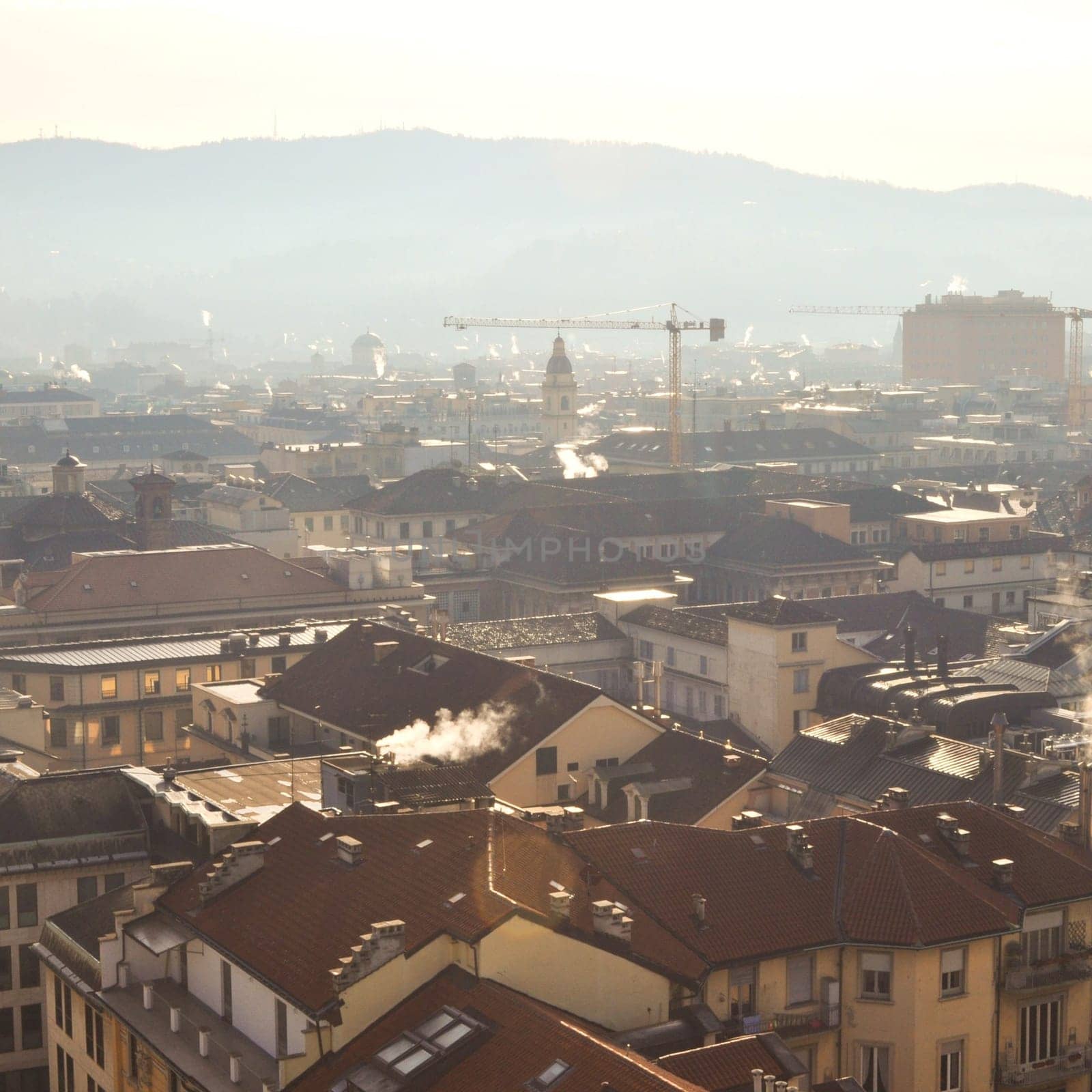 City of Turin (Torino) skyline panorama birdeye seen from above