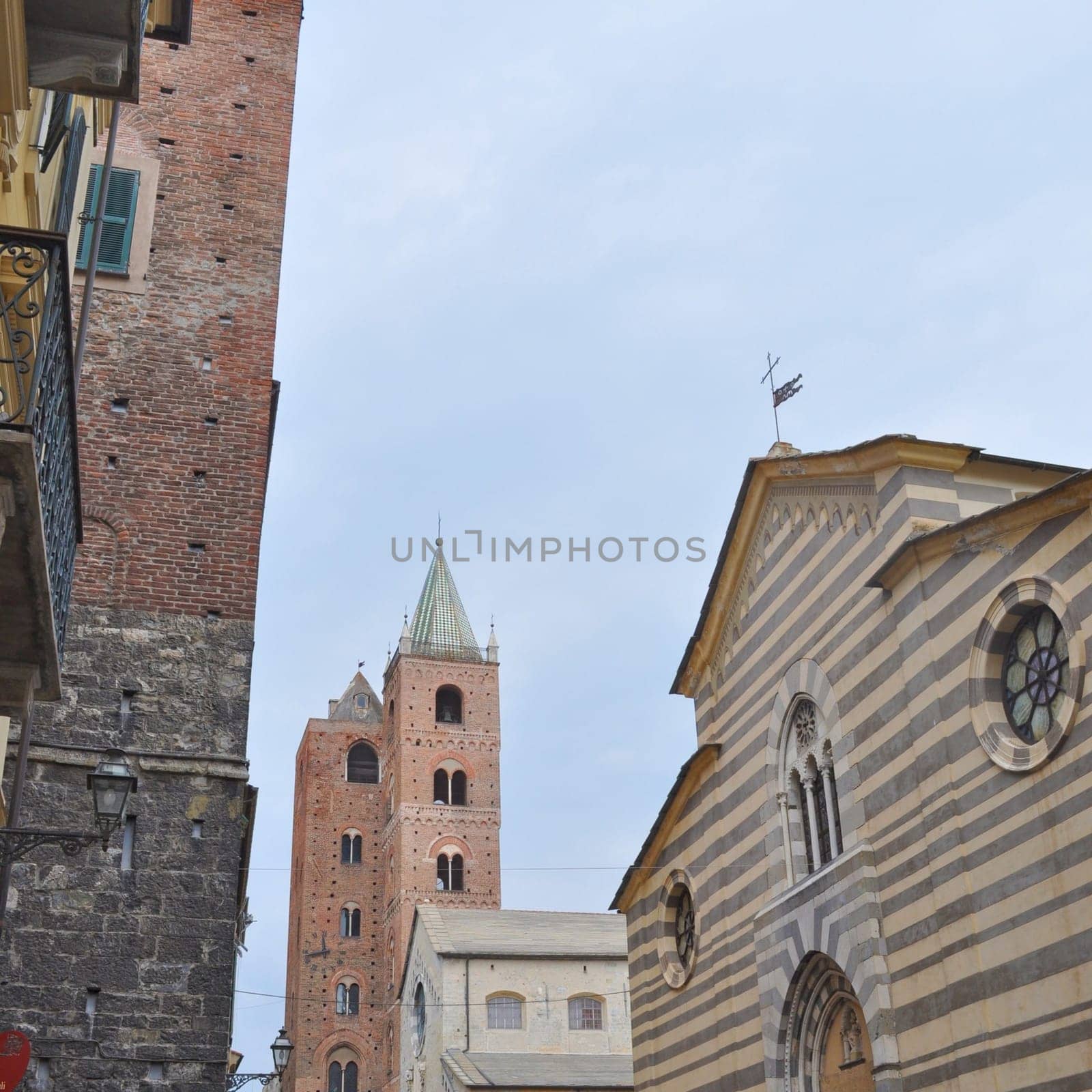 View of the town of Albenga, Genoa, Italy