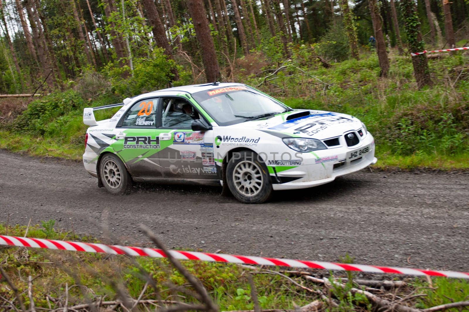 MALLOW, IRELAND - MAY 19: N. Henry driving Subaru Impreza at the Jim Walsh Cork Forest Rally on May 19, 2012 in Mallow, Ireland. 4th round of the Valvoline National Forest Rally Championship.
