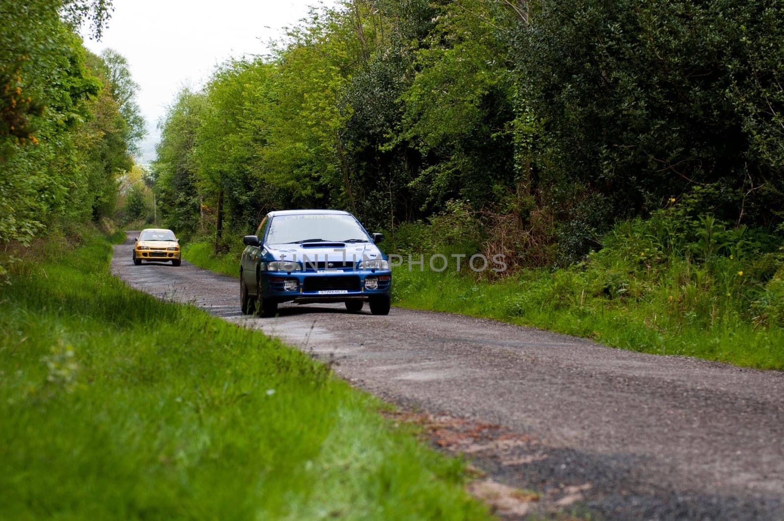 MALLOW, IRELAND - MAY 19: D. Creedon driving Subaru Impreza at the Jim Walsh Cork Forest Rally on May 19, 2012 in Mallow, Ireland. 4th round of the Valvoline National Forest Rally Championship.