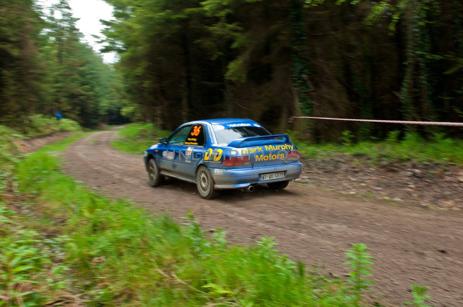 MALLOW, IRELAND - MAY 19: D. Creedon driving Subaru Impreza at the Jim Walsh Cork Forest Rally on May 19, 2012 in Mallow, Ireland. 4th round of the Valvoline National Forest Rally Championship.