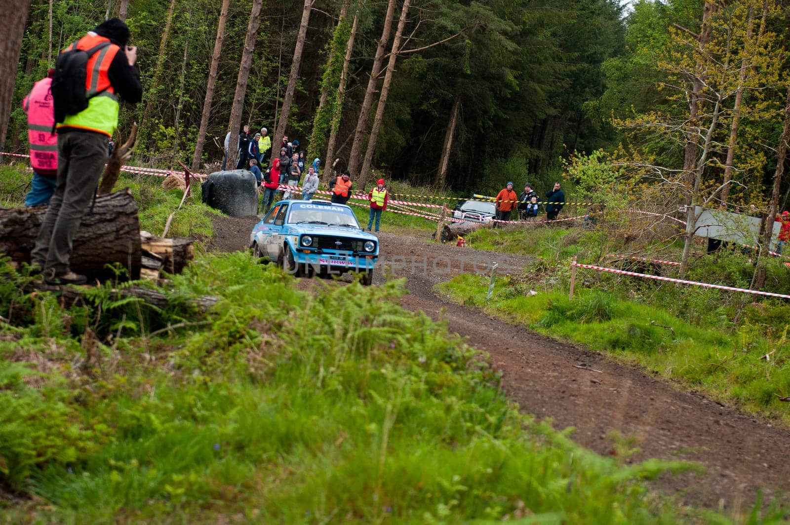 MALLOW, IRELAND - MAY 19: J. Coleman driving Ford Escort at the Jim Walsh Cork Forest Rally on May 19, 2012 in Mallow, Ireland. 4th round of the Valvoline National Forest Rally Championship.