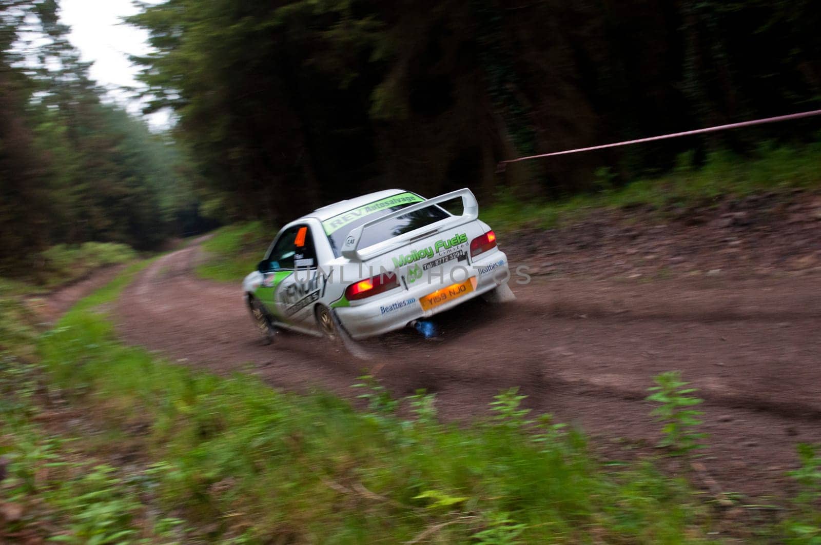 MALLOW, IRELAND - MAY 19: E. Mcnulty driving Subaru Impreza at the Jim Walsh Cork Forest Rally on May 19, 2012 in Mallow, Ireland. 4th round of the Valvoline National Forest Rally Championship.