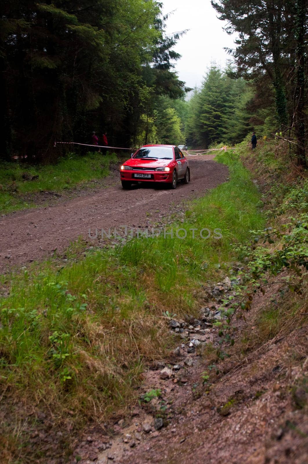 MALLOW, IRELAND - MAY 19: I. Chadwick driving Subaru Impreza at the Jim Walsh Cork Forest Rally on May 19, 2012 in Mallow, Ireland. 4th round of the Valvoline National Forest Rally Championship.