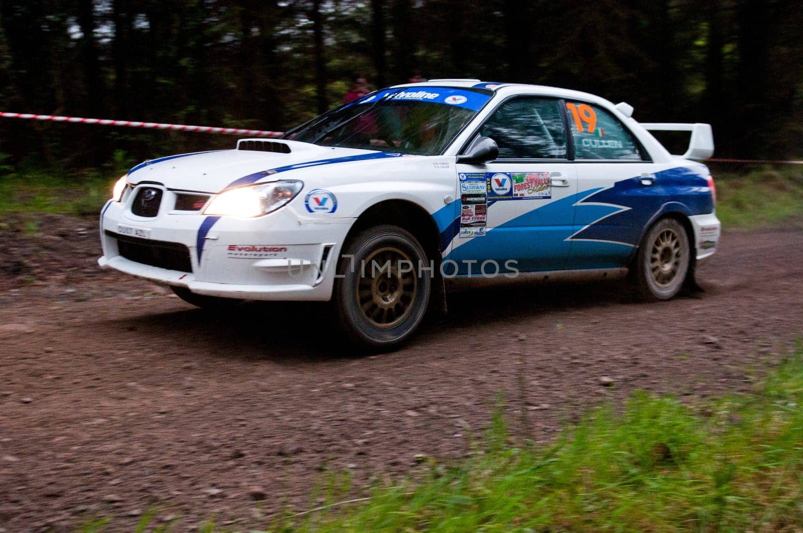 MALLOW, IRELAND - MAY 19: S. Cullen driving Subaru Impreza at the Jim Walsh Cork Forest Rally on May 19, 2012 in Mallow, Ireland. 4th round of the Valvoline National Forest Rally Championship.