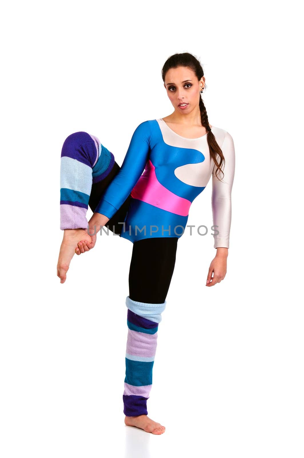 Dancer posing against a white background