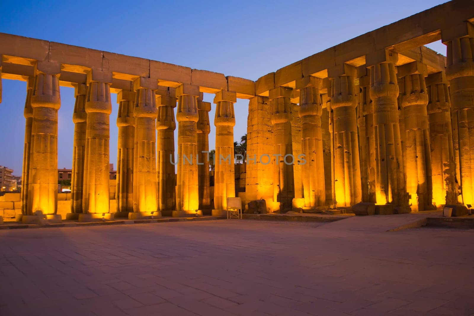 Luxor temple at night. Horizontally. (Luxor, Thebes, Egypt)