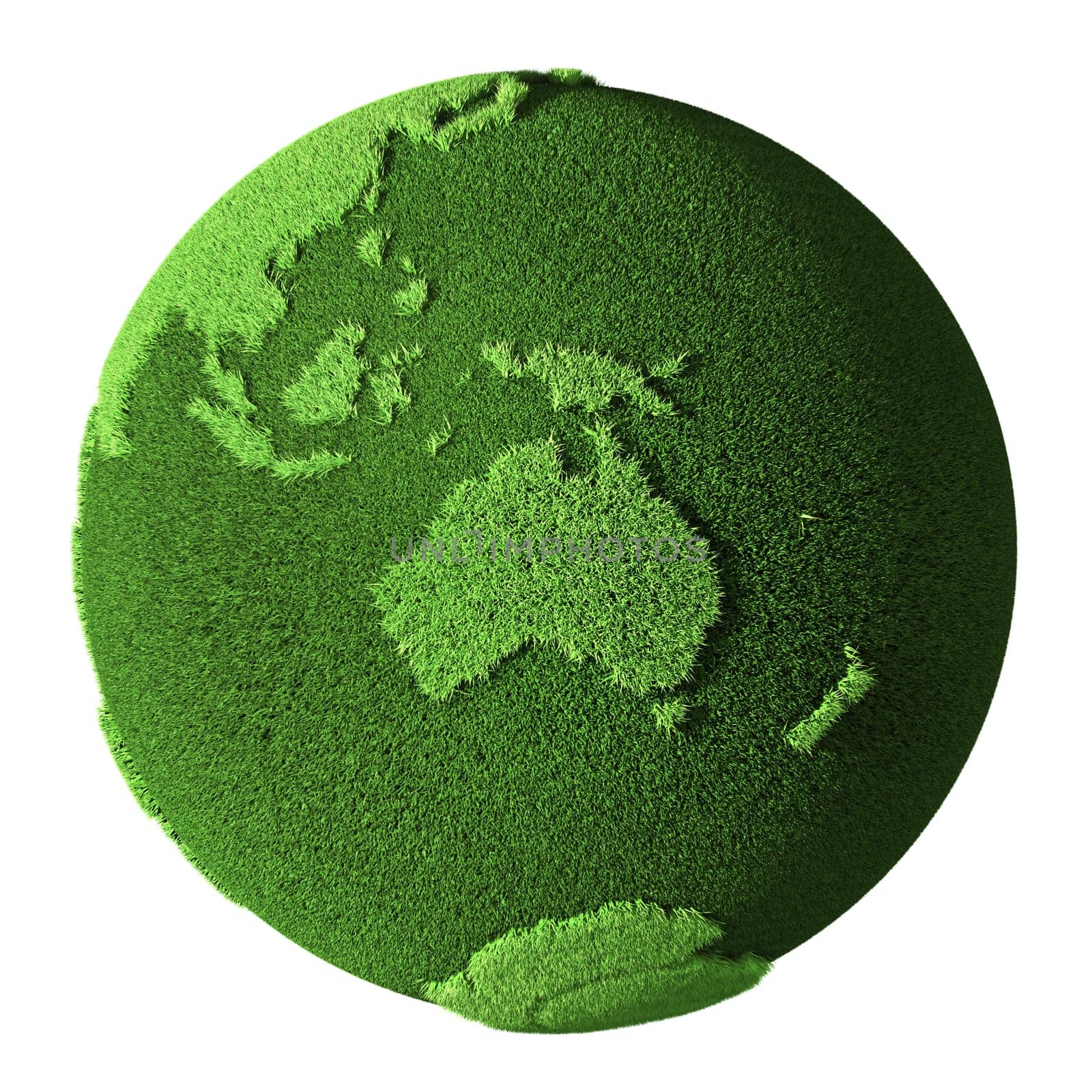 Grass Globe - Australia, isolated on white background. 3d render