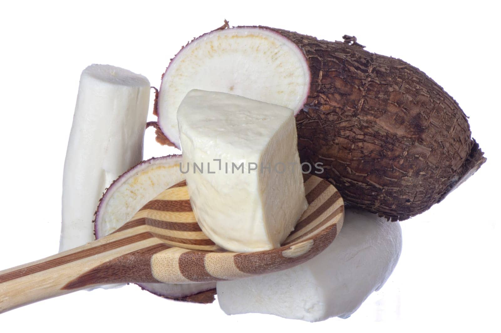 yucca and cheese on  a white background