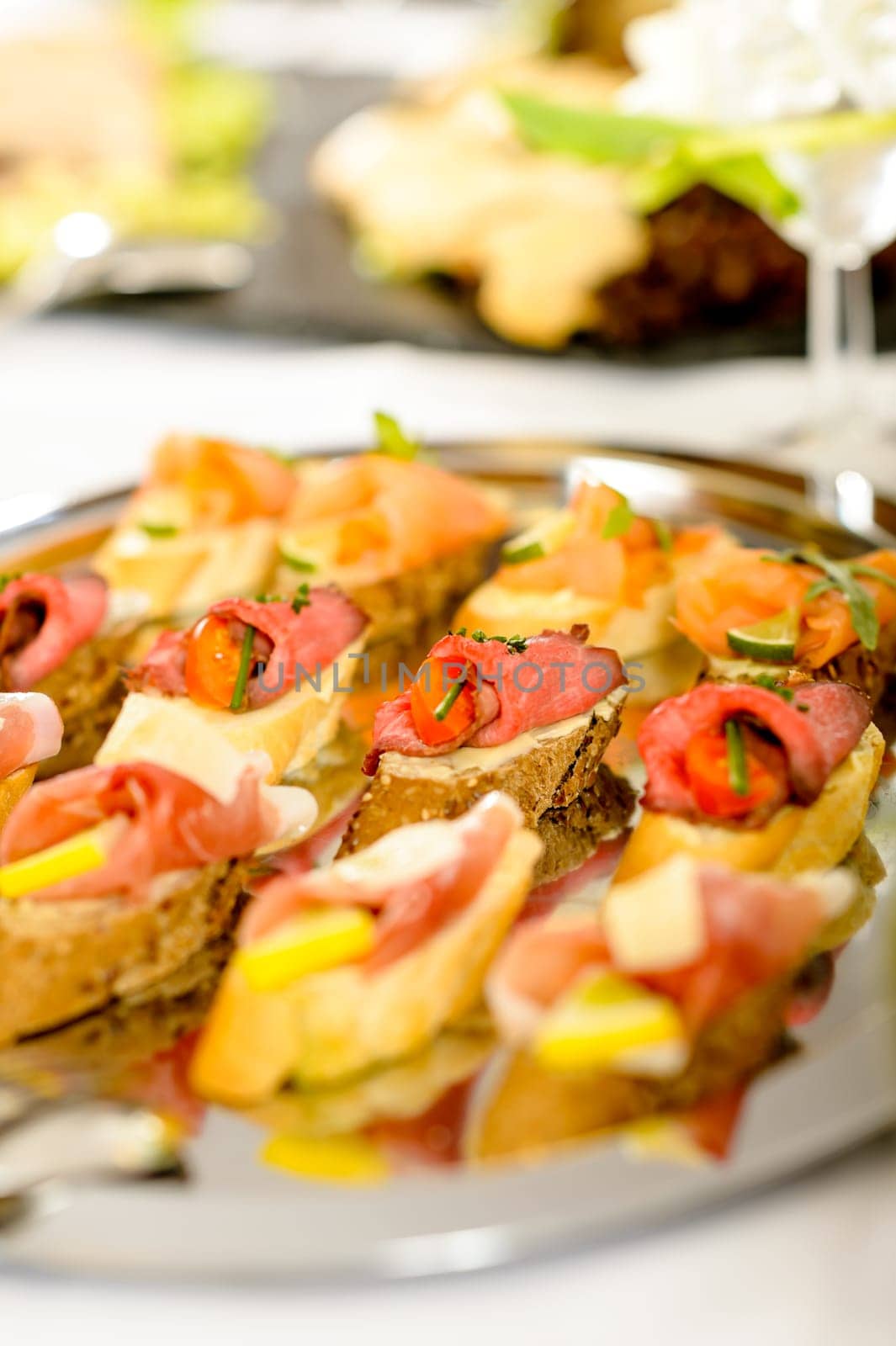 Catering buffet table with appetizers for special business events
