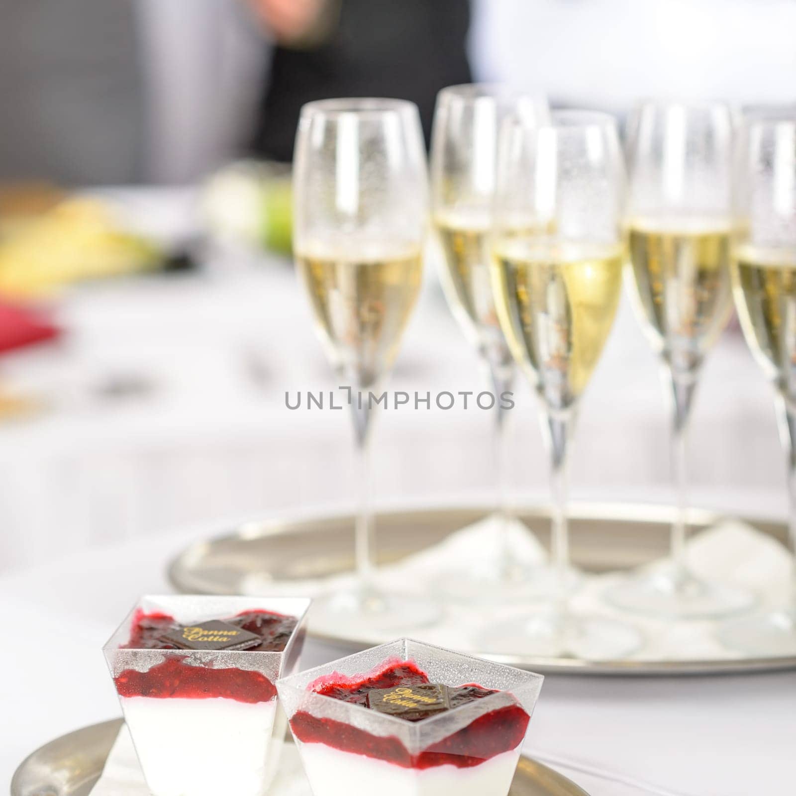 Champagne toast glasses for business meeting conference participants