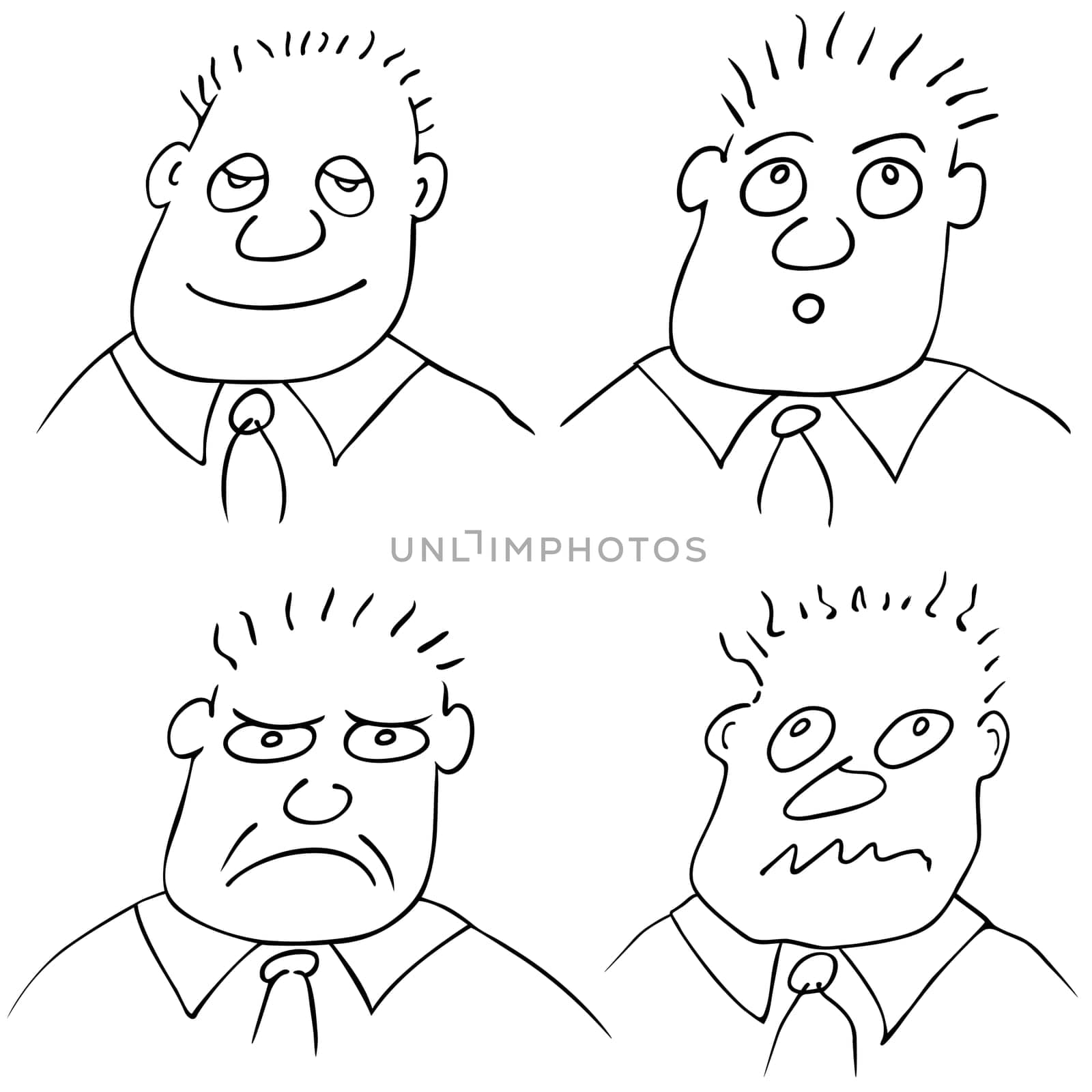 illustration of the man with various physiognomy