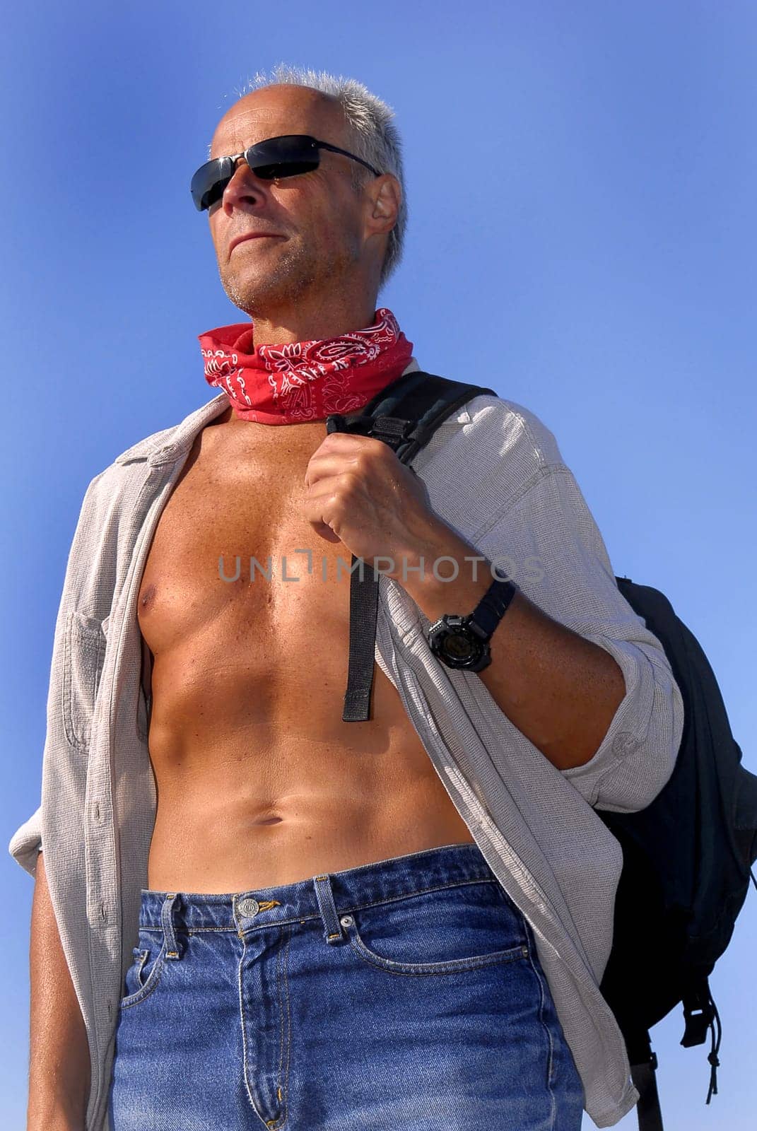 Handsome mature man posing outdoors