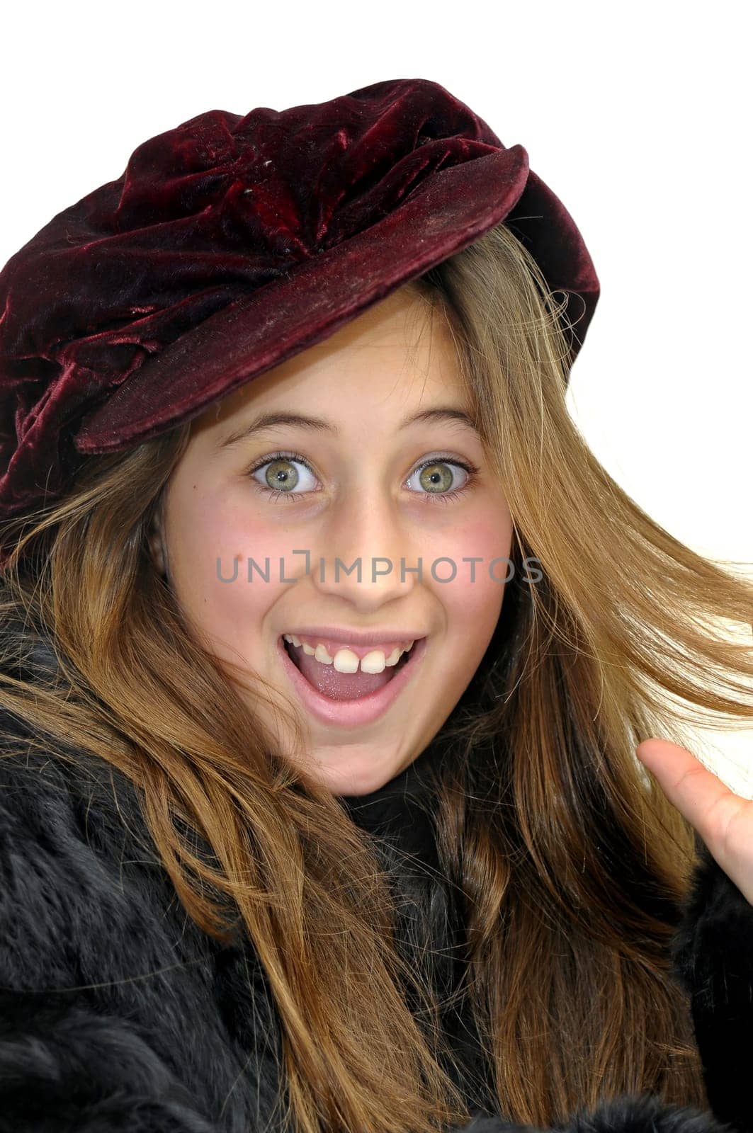 Beautiful girl with hat isolated in white
