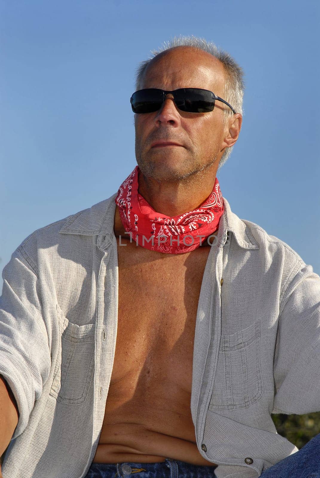 Handsome mature model posing outdoors