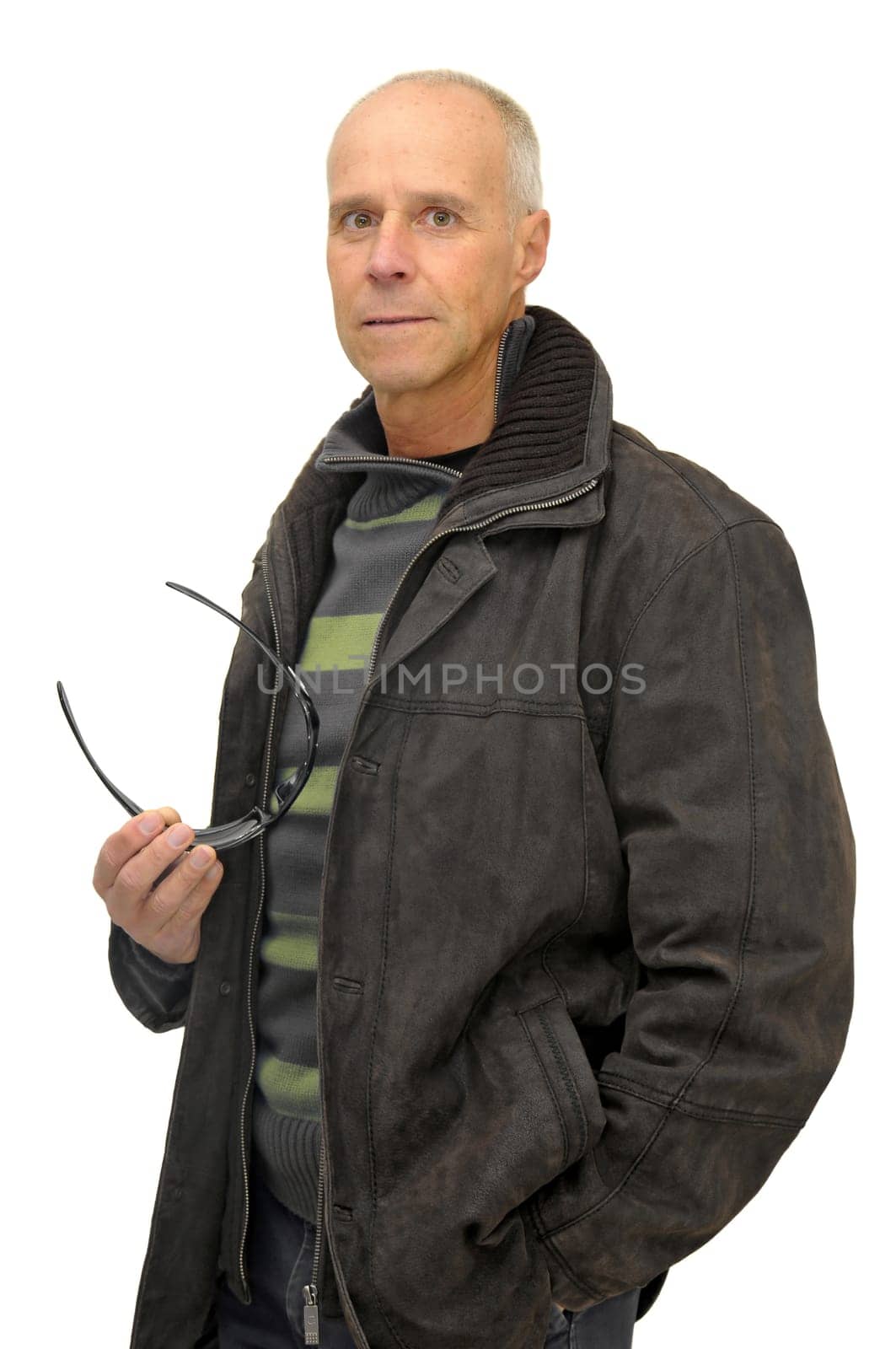 Man posing isolated against a white background