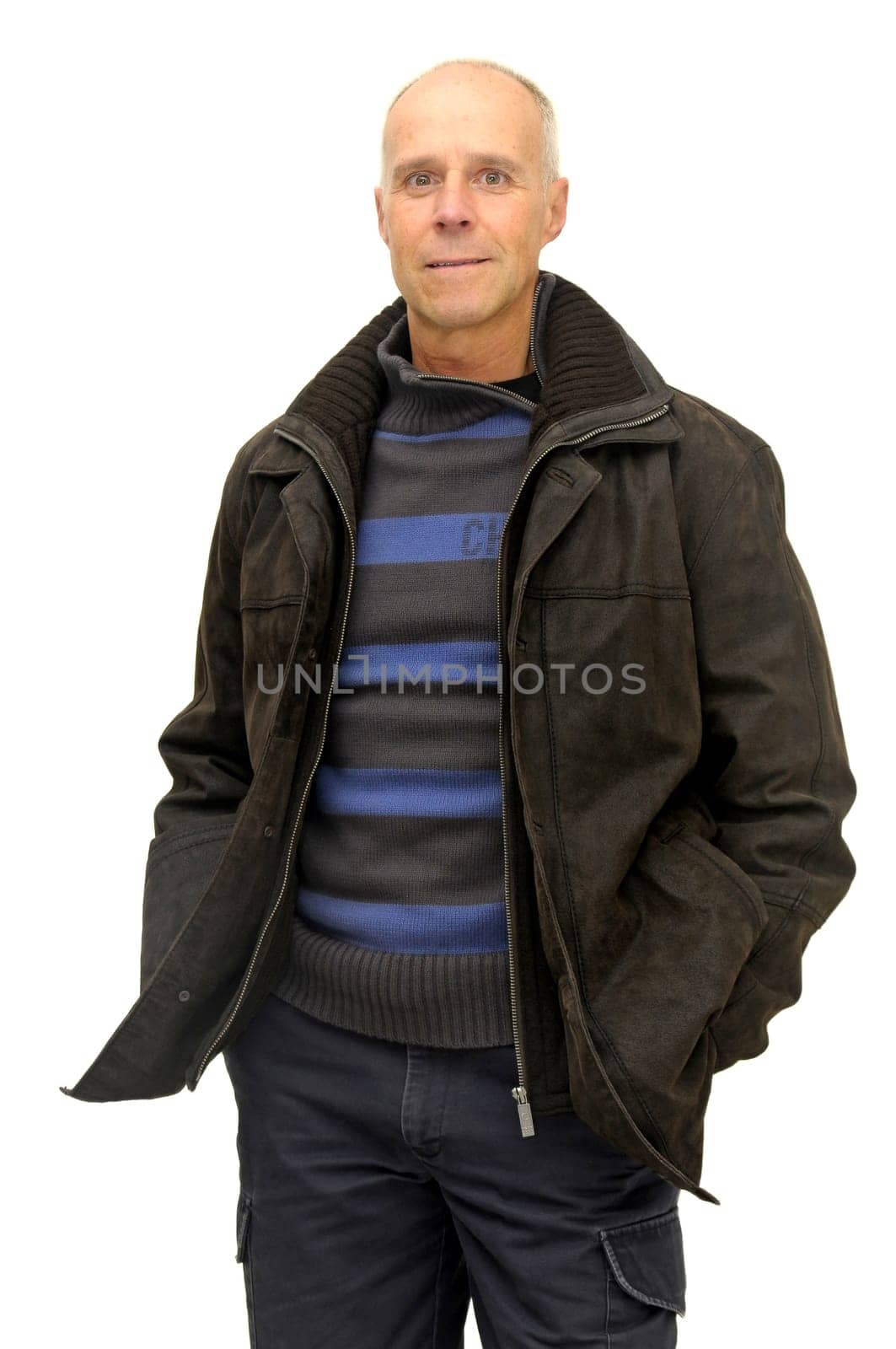 Man posing isolated against a white background