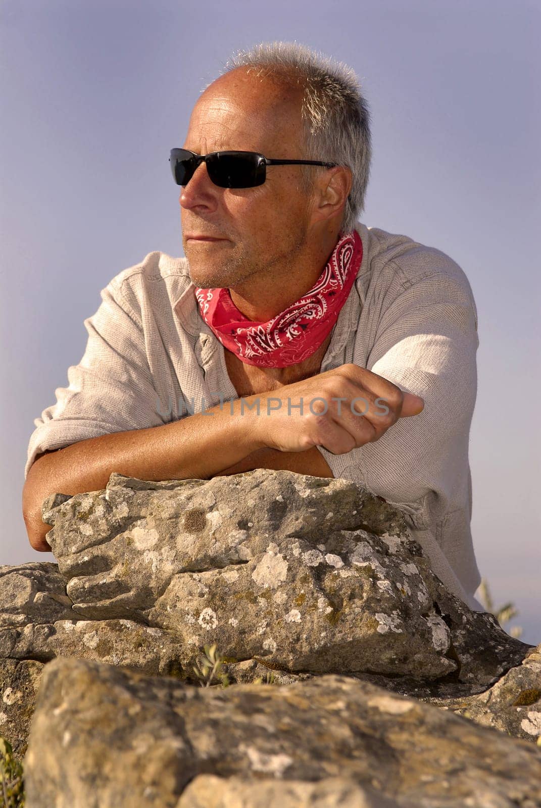 Handsome mature man posing outdoors