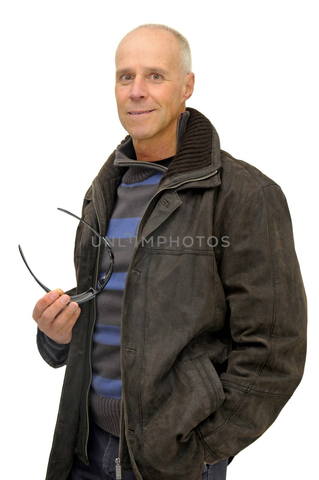 Man posing isolated against a white background