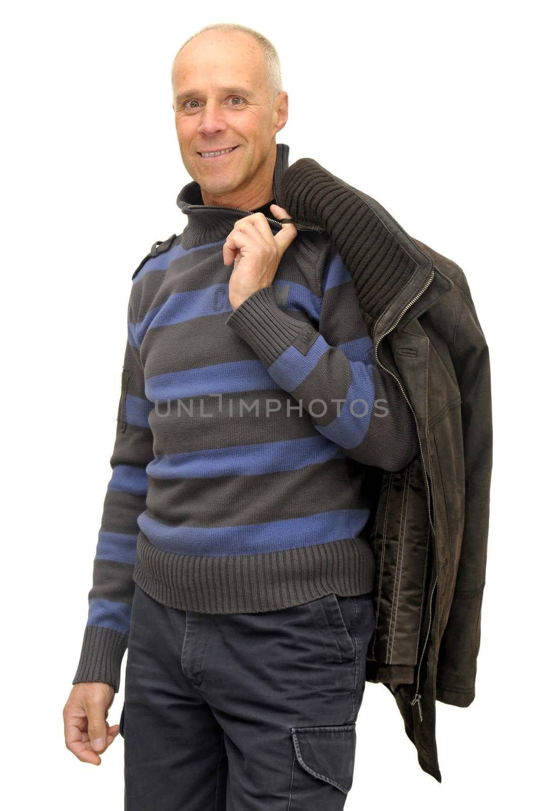 Man posing isolated against a white background