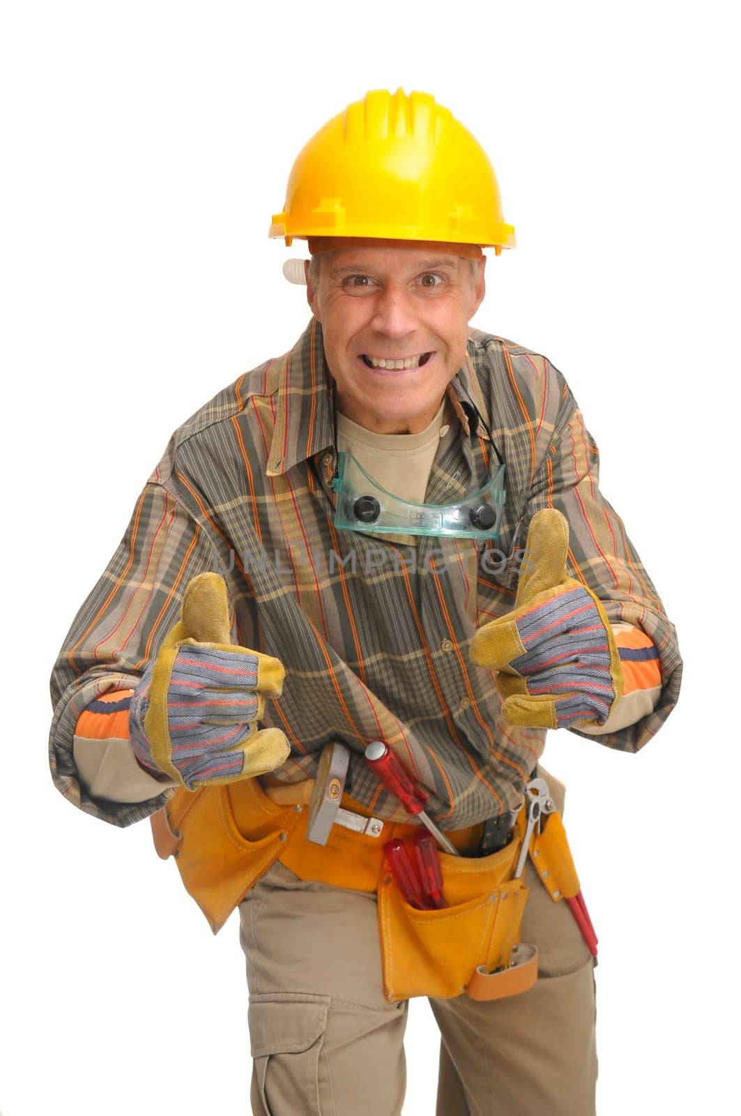 worker with hat isolated against a white background