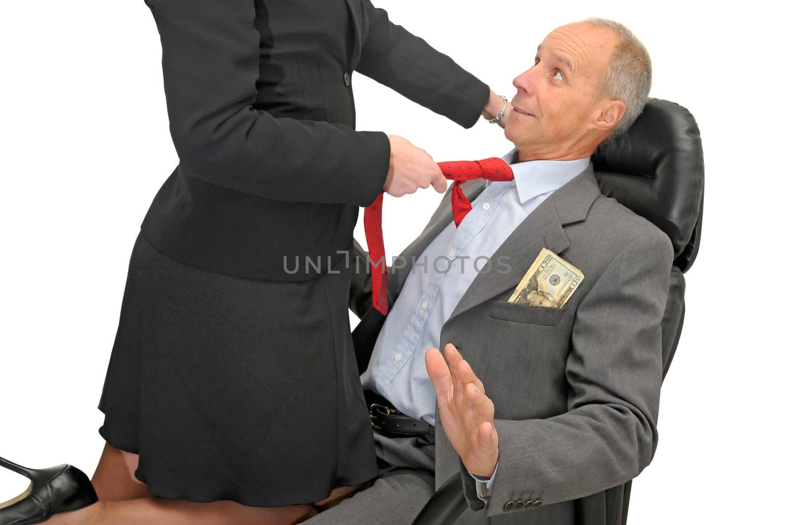Business woman and businessman isolated in white